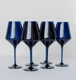 Estelle Colored Glass Midnight Blue Stemmed Wine Glass