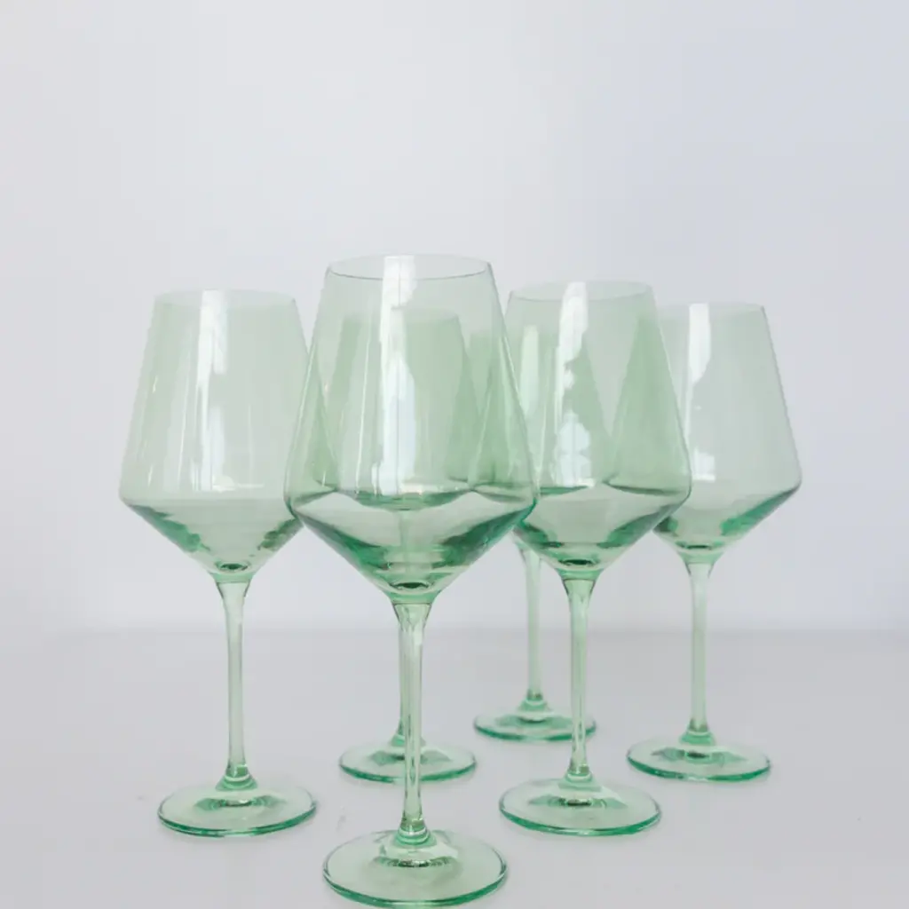 Estelle Colored Glass Mint Green Stemmed Wine Glass