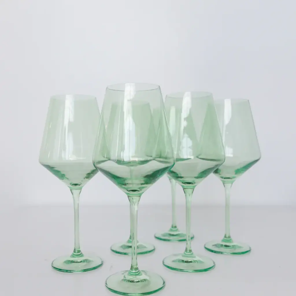 Mint Green Stemmed Wine Glass