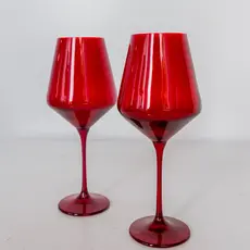 Red Stemmed Wine Glasses