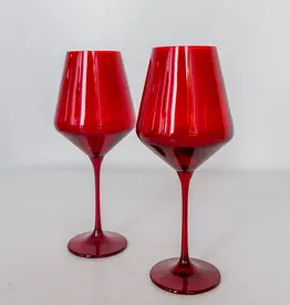 Red Stemmed Wine Glass