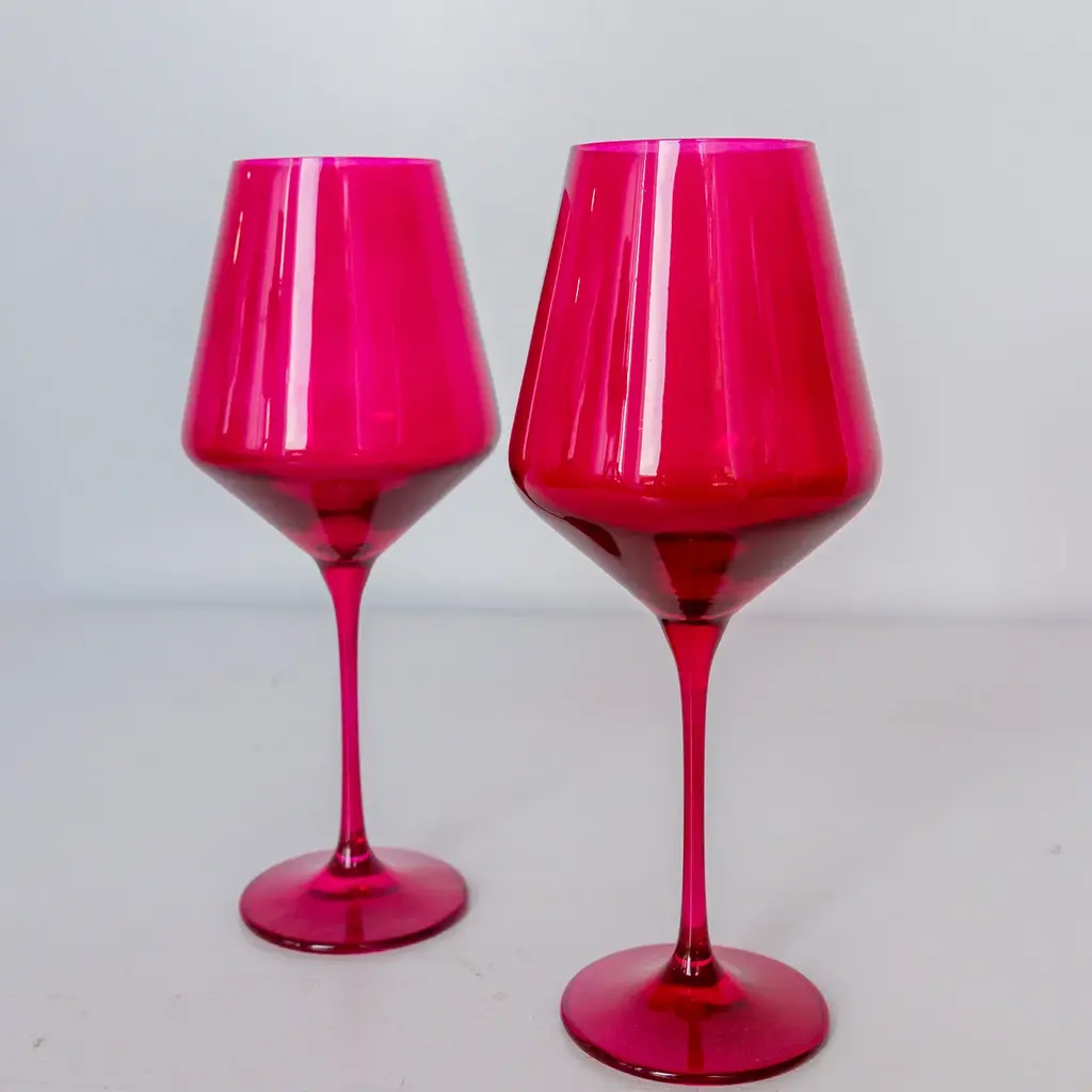 Estelle Colored Glass Fuchsia Stemmed Wine Glass