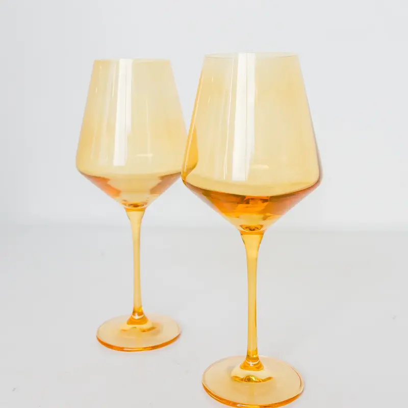 Yellow Stemmed Wine Glass