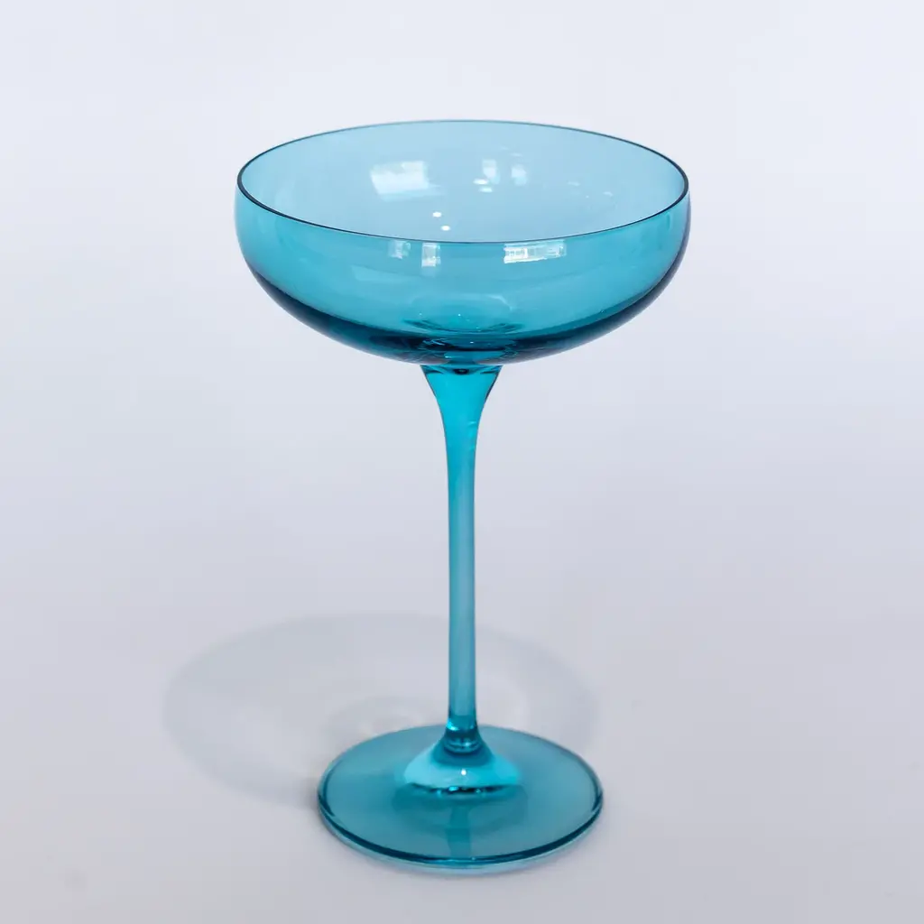 Estelle Colored Glass Ocean Blue  Champagne Coupe