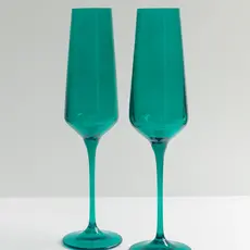 Estelle Colored Glass Emerald Green Champagne Flute
