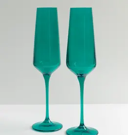 Estelle Colored Glass Emerald Green Champagne Flute