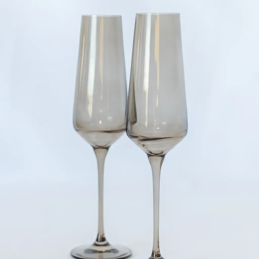 Estelle Colored Glass Gray Smoke Champagne Flute