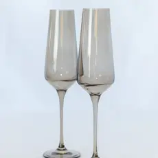 Estelle Colored Glass Gray Smoke Champagne Flute
