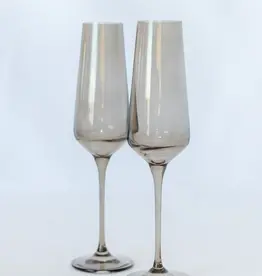 Estelle Colored Glass Gray Smoke Champagne Flute