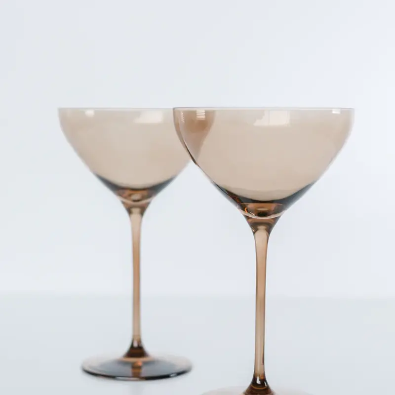 Estelle Colored Glass Amber Smoke Martini Glass