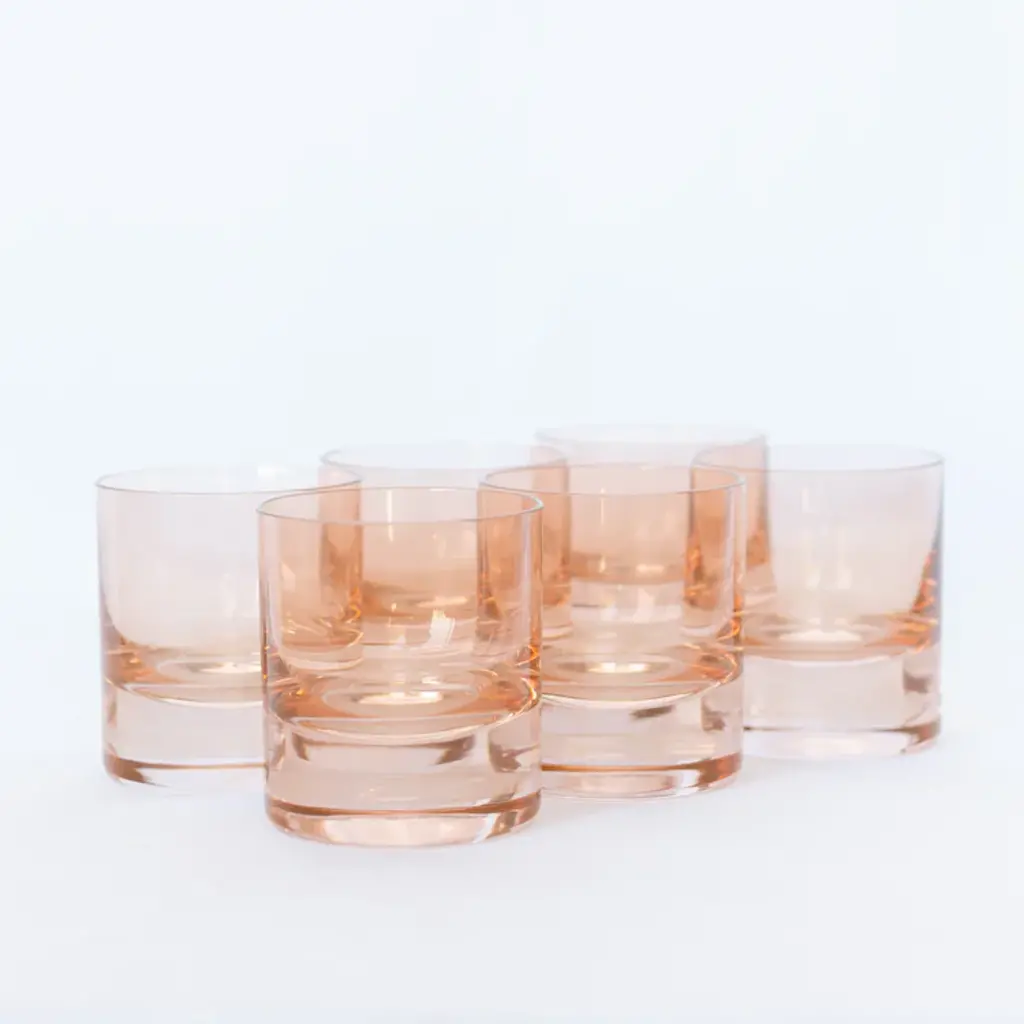 Estelle Colored Glass Blush Pink Rocks Glass