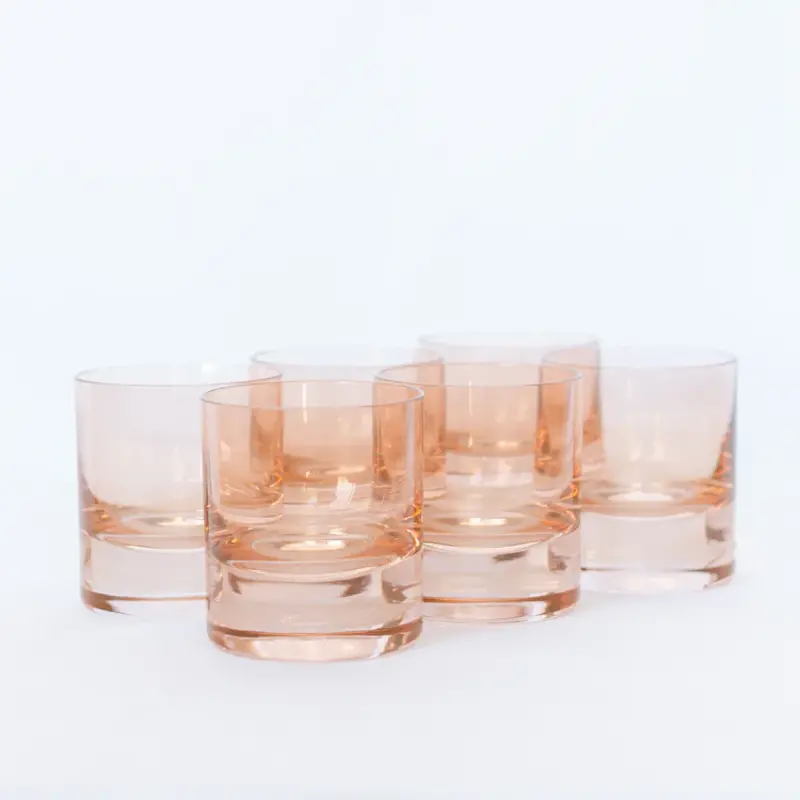 Estelle Colored Glass Blush Pink Rocks Glass
