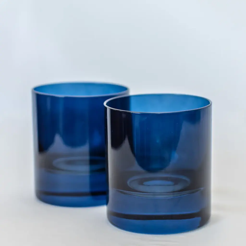 Estelle Colored Glass Midnight Blue Rocks Glass