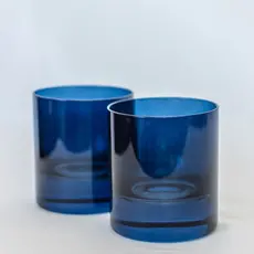 Estelle Colored Glass Midnight Blue Rocks Glass