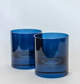 Estelle Colored Glass Midnight Blue Rocks Glass