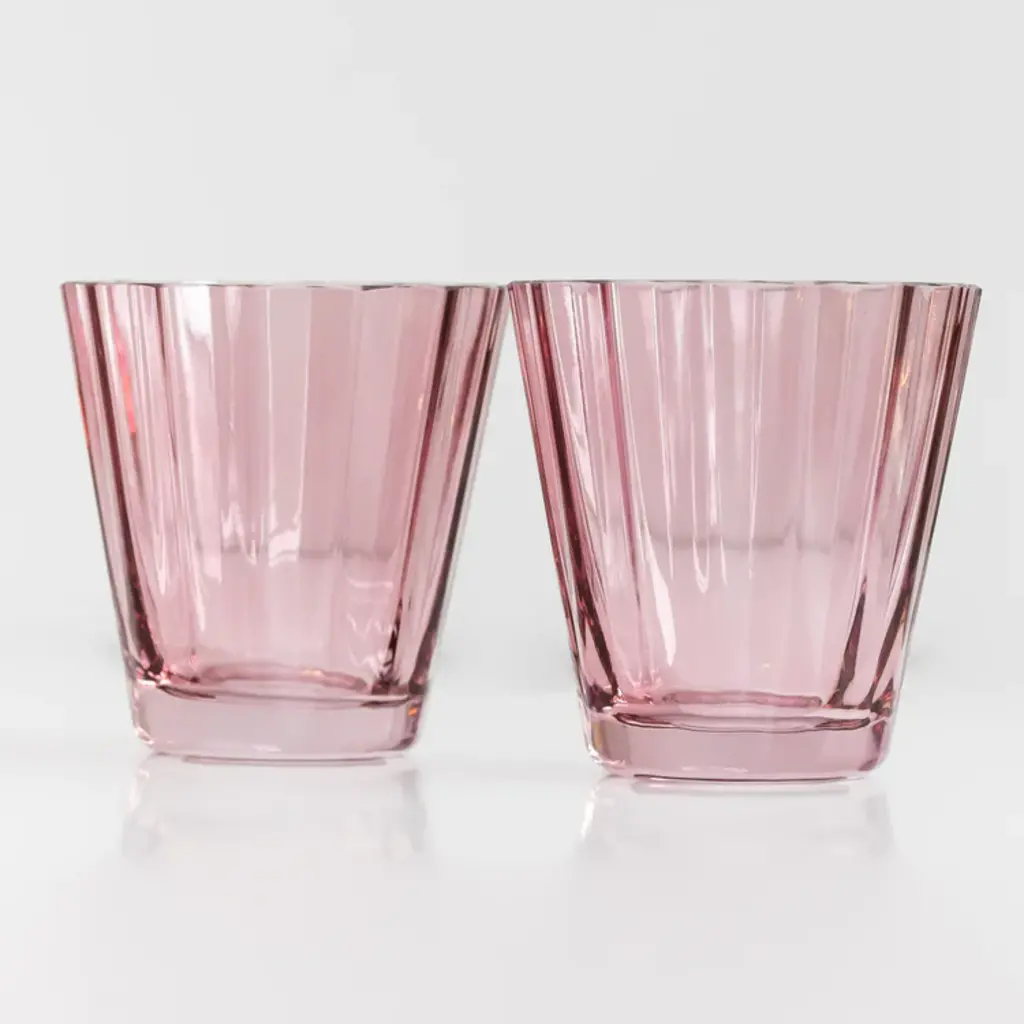 Estelle Colored Glass Rose Sunday Low Ball