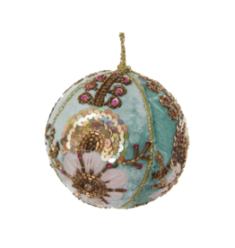 Velvet Ball Mint Floral Embroidery