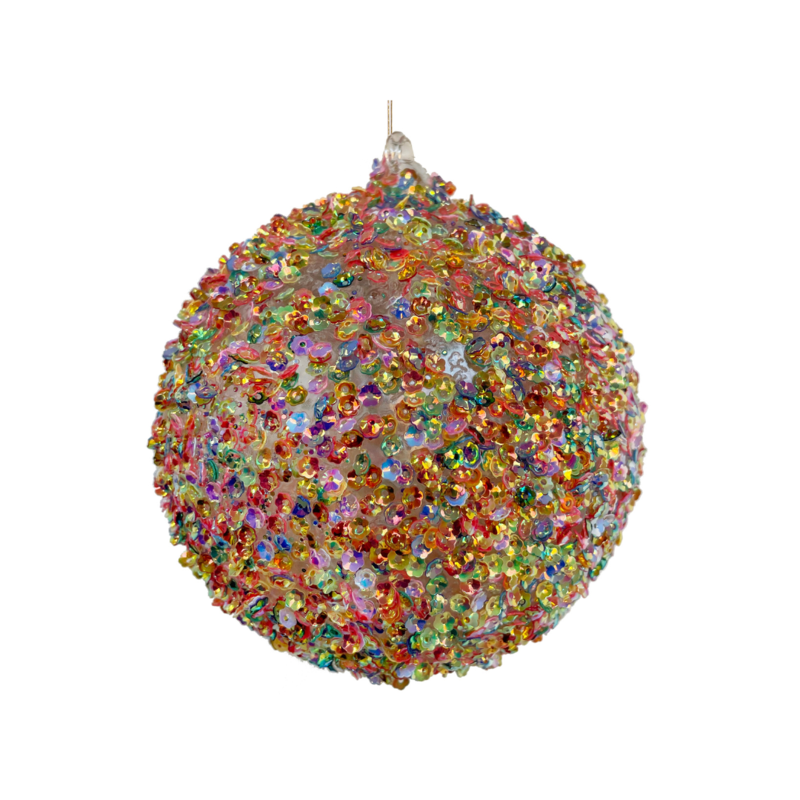 Glass Ball Multicolored Sequins Outside