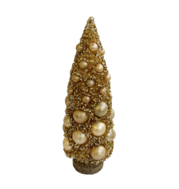 Twig Tree Gold Glitter w/ Gold Glass Balls Large