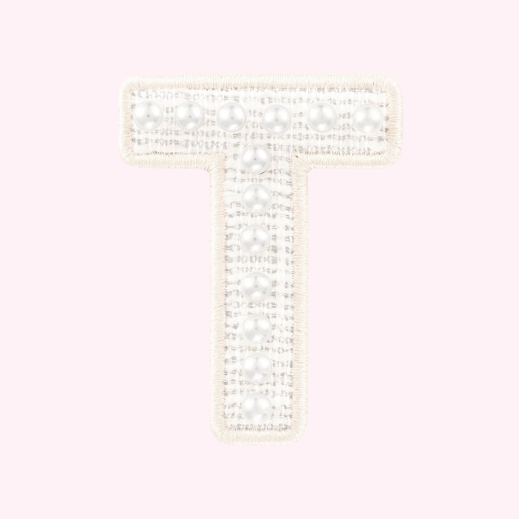 White Pearl Letter Patch - T
