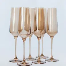 Estelle Colored Glass Amber Smoke Champagne Flute