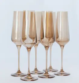 Estelle Colored Glass Amber Smoke Champagne Flute