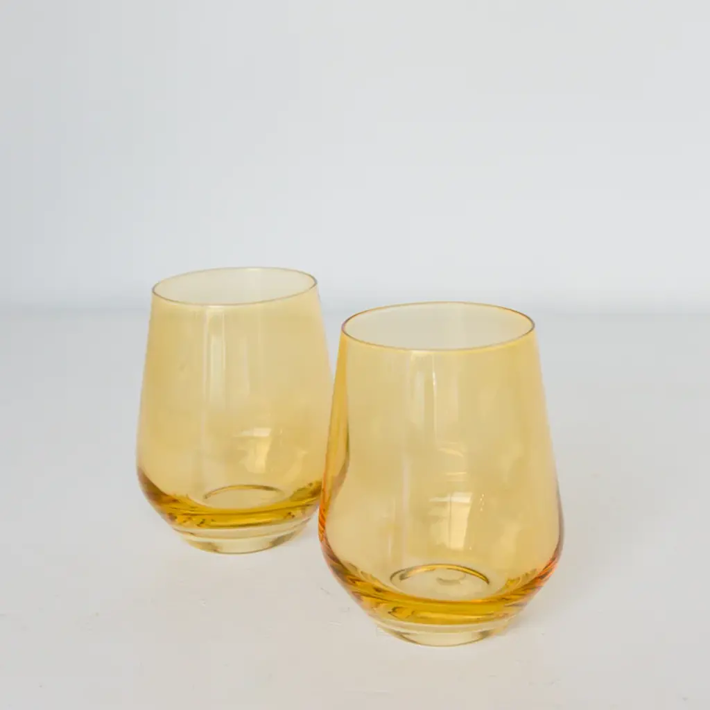 Yellow Stemless Wine Glass