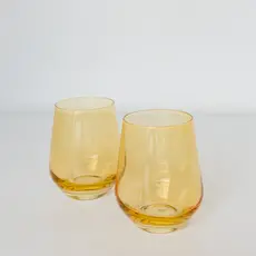 Yellow Stemless Wine Glass