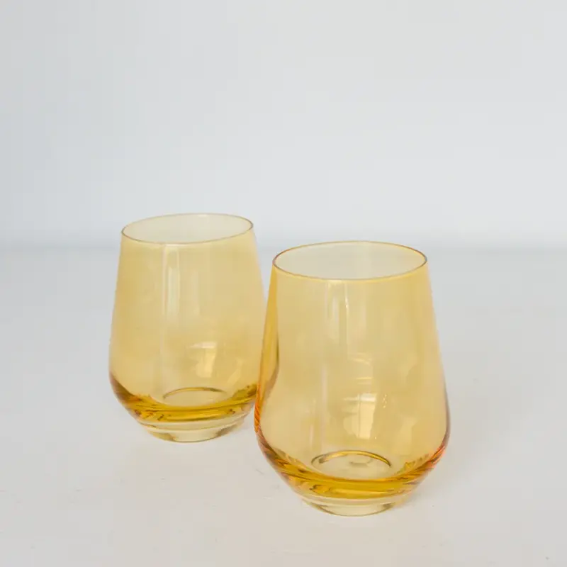 Yellow Stemless Wine Glass