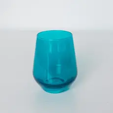 Estelle Colored Glass Teal Stemless Wine Glass