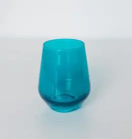 Estelle Colored Glass Teal Stemless Wine Glass