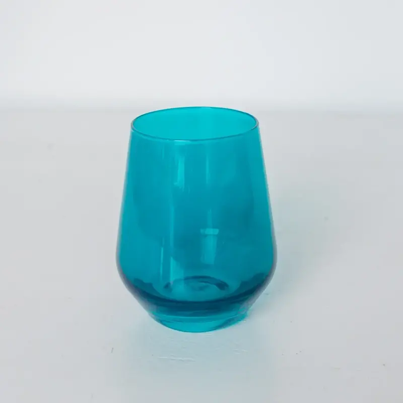 Estelle Colored Glass Teal Stemless Wine Glass