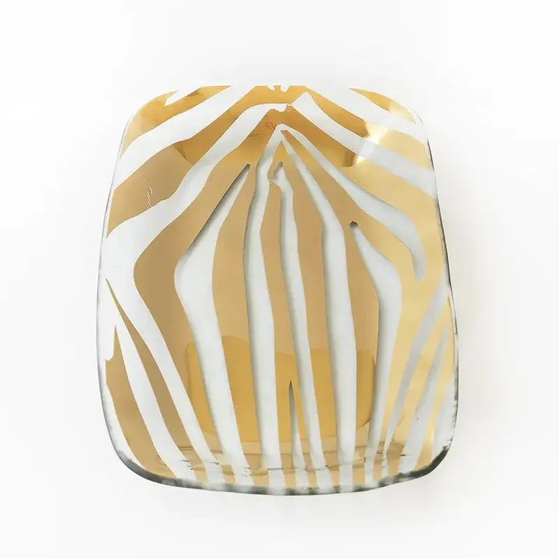 Annie Glass Zebra Rectangular Tray 11x7''