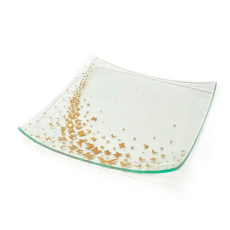 Annie Glass Butterfly Square 10'' platter