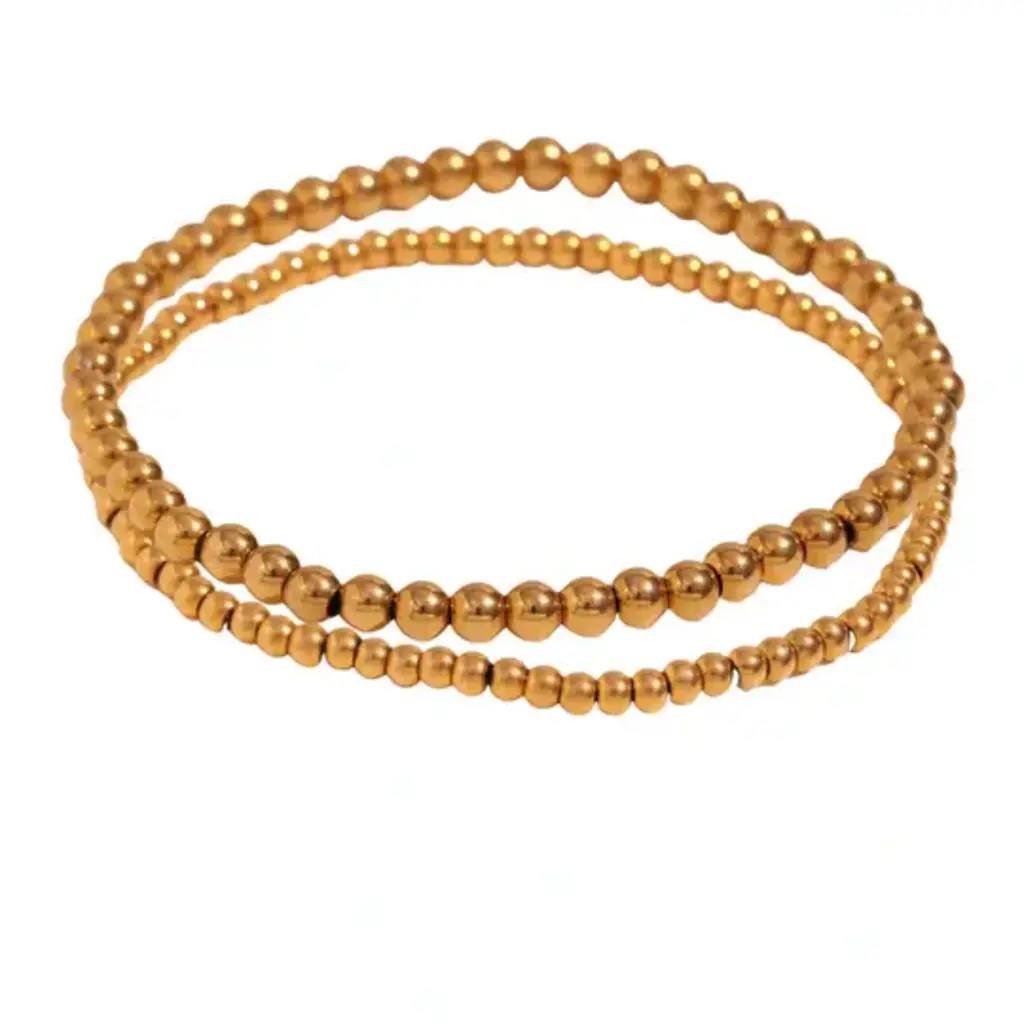 S/M Gold Beaded Bracelet Stack