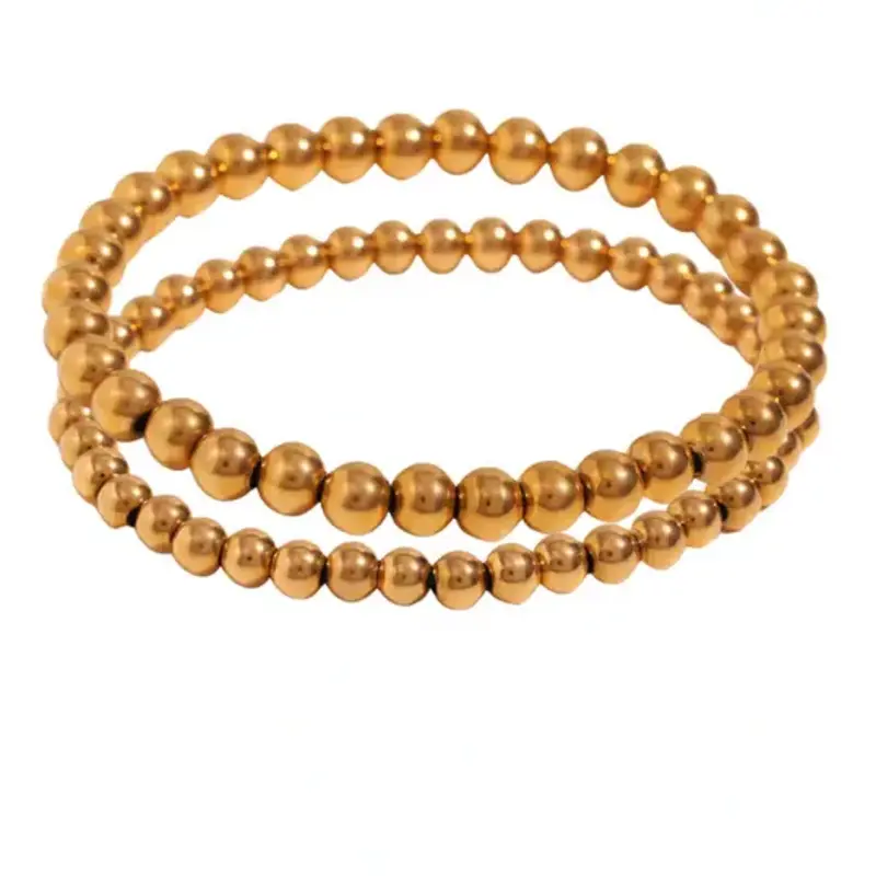 M/L Gold Beaded Bracelet Stack