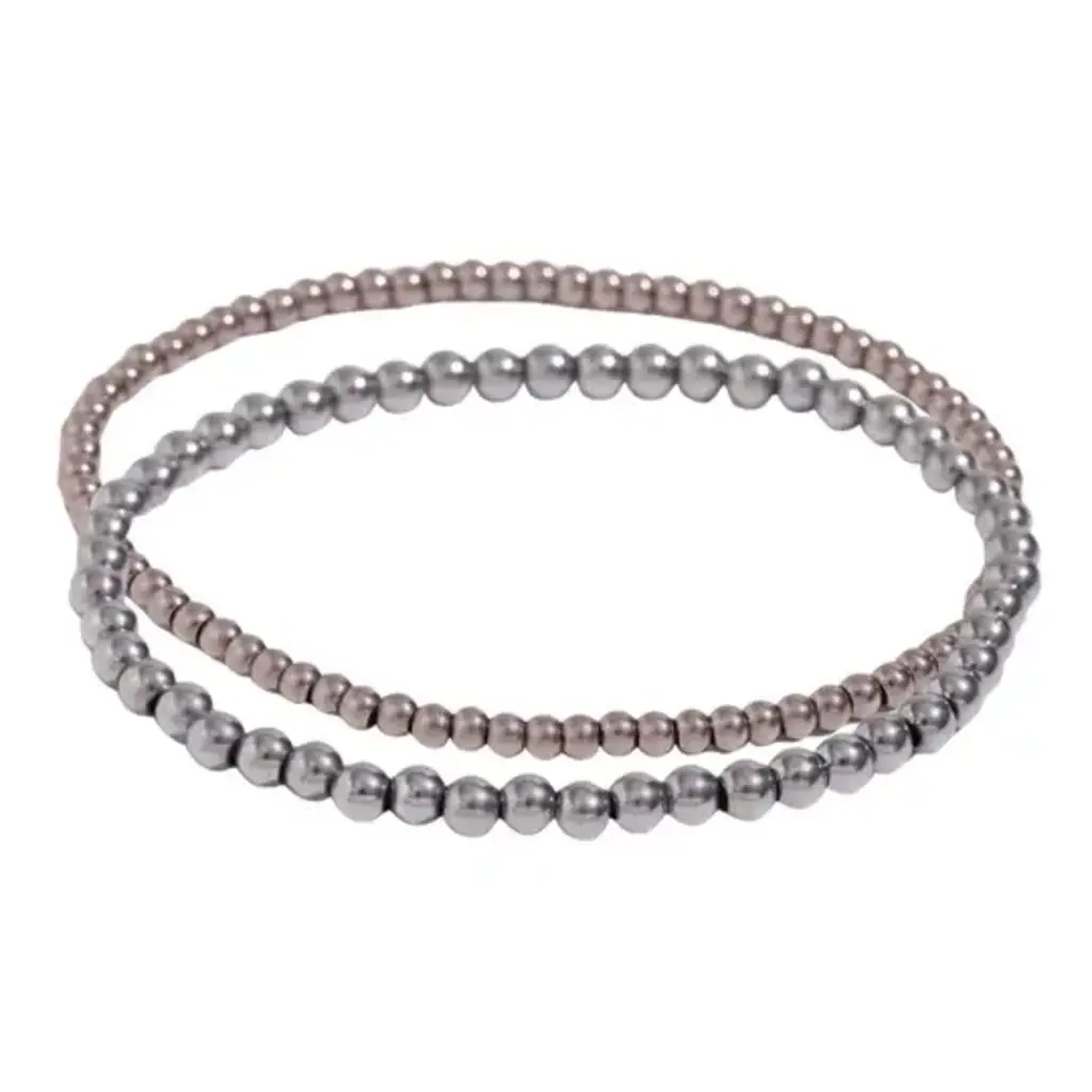 S/M Silver Beaded Bracelet Stack