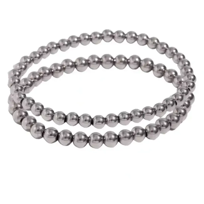 M/L Silver Beaded Bracelet Stack