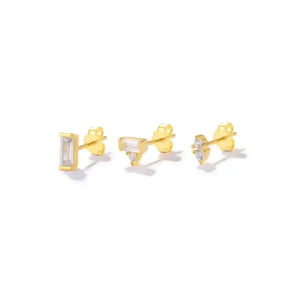 Hjane Jewels Baguette Trio Stud Set