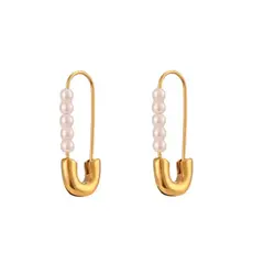 Hjane Jewels Pearl Safety Pin Earrings