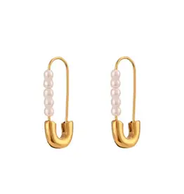 Hjane Jewels Pearl Safety Pin Earrings