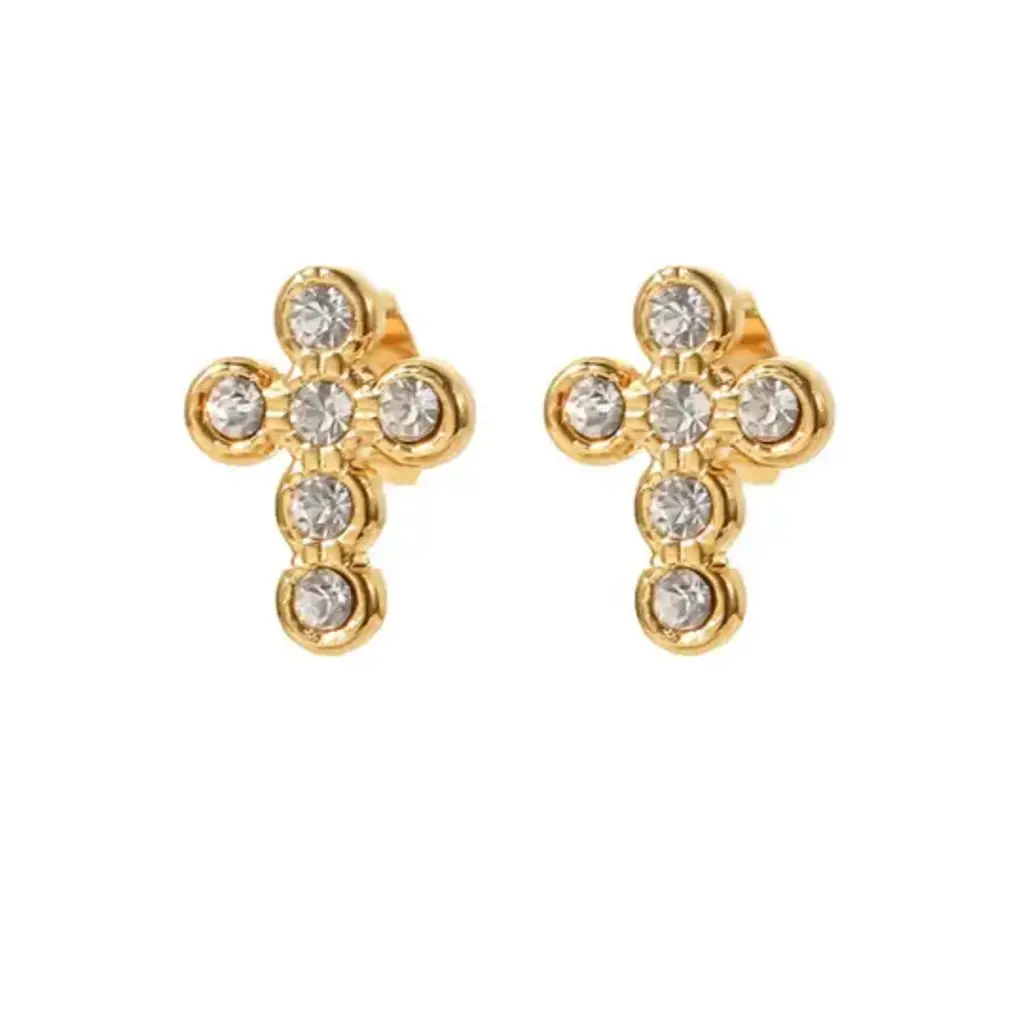 Hjane Jewels Pave Cross Studs