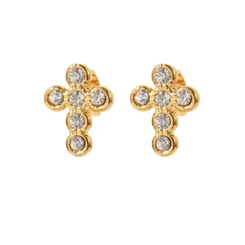 Hjane Jewels Pave Cross Studs