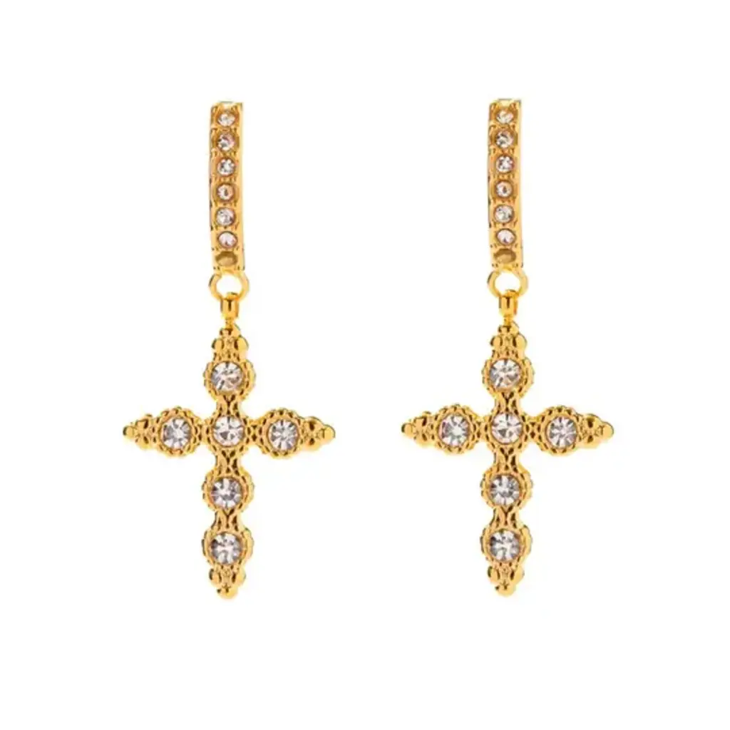 Hjane Jewels Vintage Cross Huggies