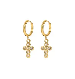 Hjane Jewels Pave Cross Huggies
