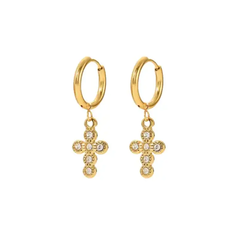 Hjane Jewels Pave Cross Huggies