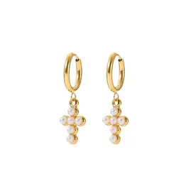 Hjane Jewels Pearl Cross Huggies