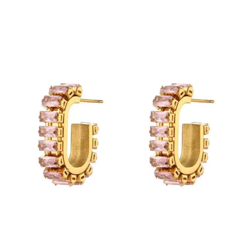 Hjane Jewels Baguette Earring Pink