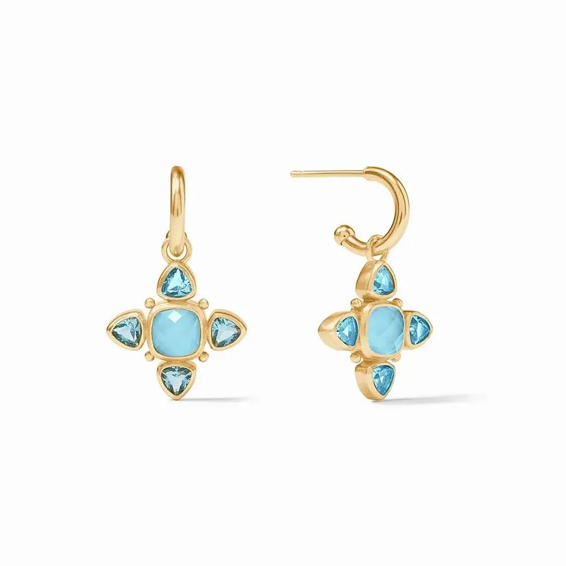 Aquitaine Hoop & Charm Earring - Capri Blue