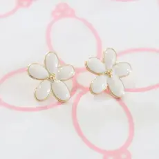 Flora Studs - White Enamel